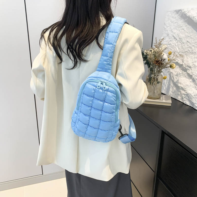 Cloud Chest Bag Female Pleated Down Diamond Crossbody Bag