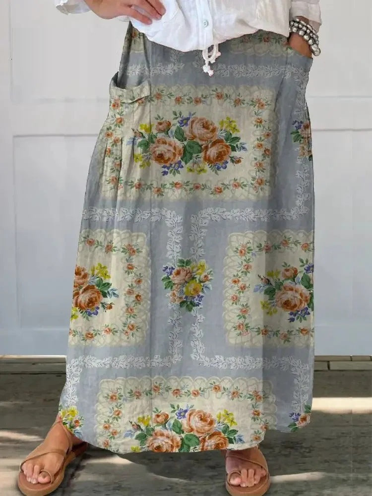Women's Vintage Printed Classical Floral Skirt
