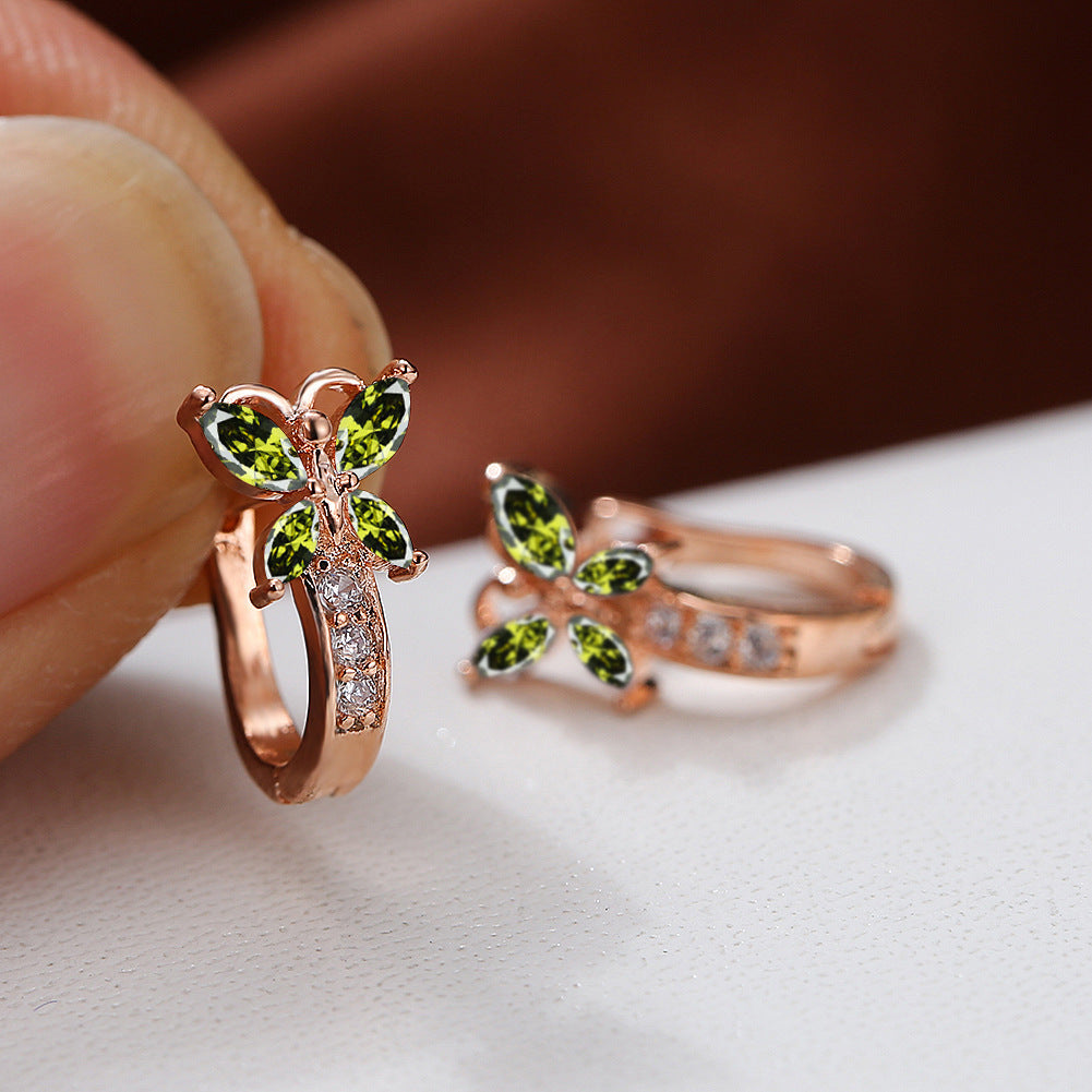 Crystal Bow Zircon White Gold Plated Simple Personalized All-match