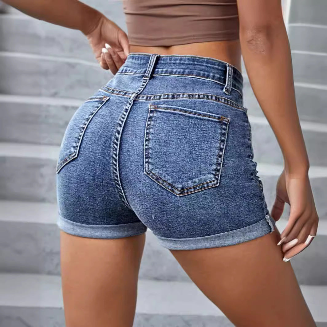 Fashion Personality Women's Ripped Denim Shorts