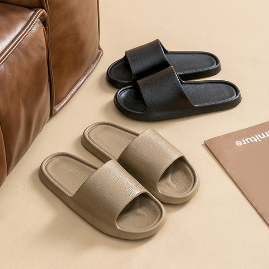 Home Non-slip Solid Color Indoor Leather Slippers