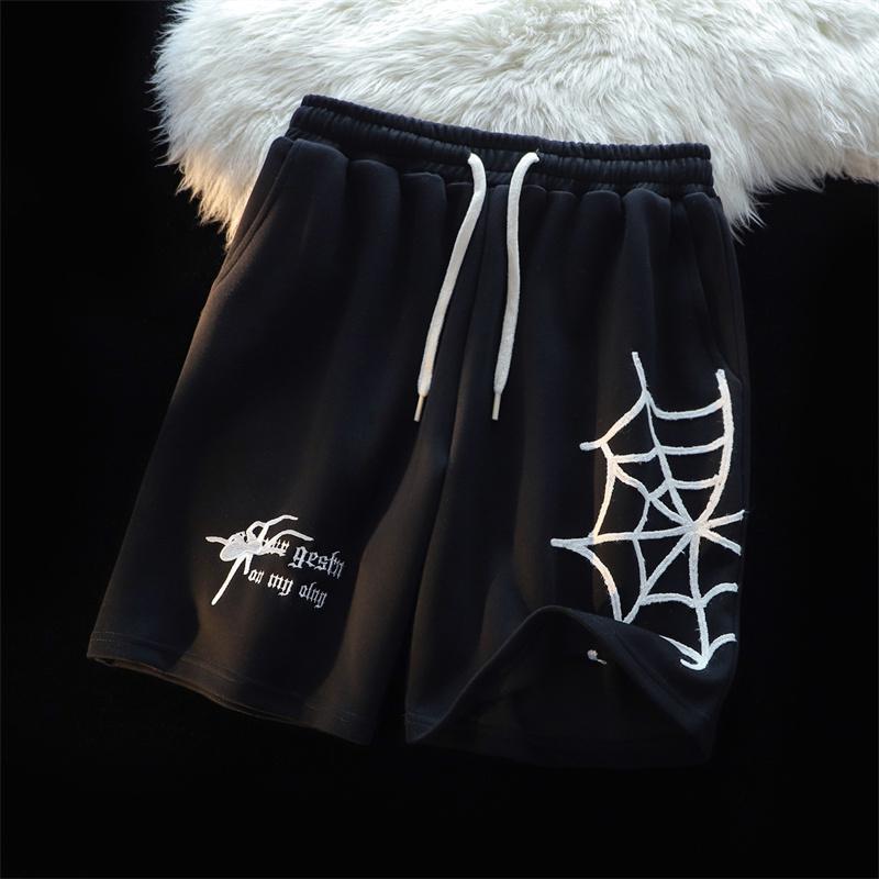 Embroidered Spider Shorts Men Couple
