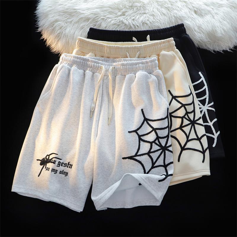 Embroidered Spider Shorts Men Couple