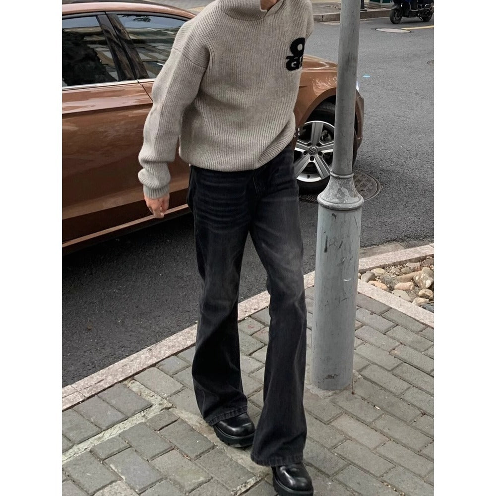 American High Street Retro Black Straight Skinny Jeans For Men