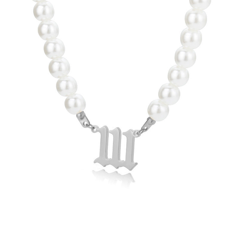 Affordable Luxury Stainless Steel Digital Pendant Necklace Simple