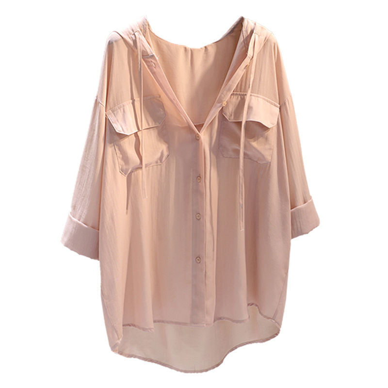 Women's White Hooded Casual Shirt