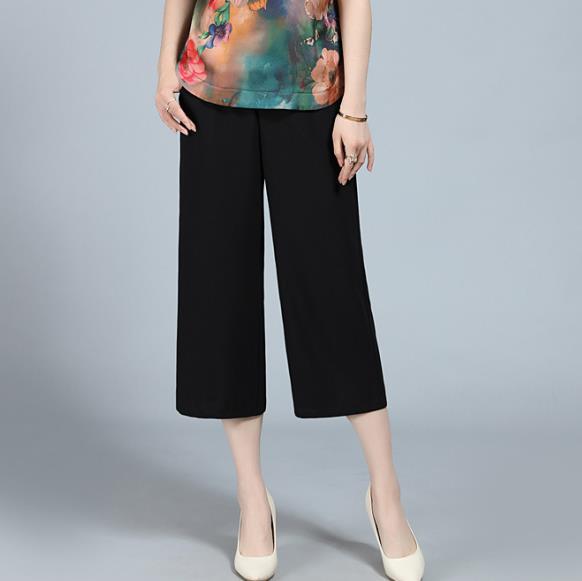 Western Style Suit Ice Silk Top Middle-aged And Elderly Women's Printed Short Sleeve