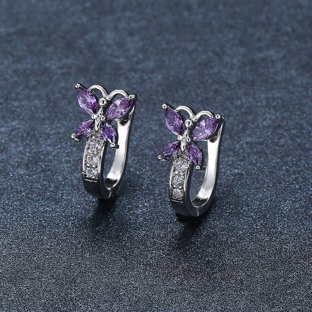 Crystal Bow Zircon White Gold Plated Simple Personalized All-match