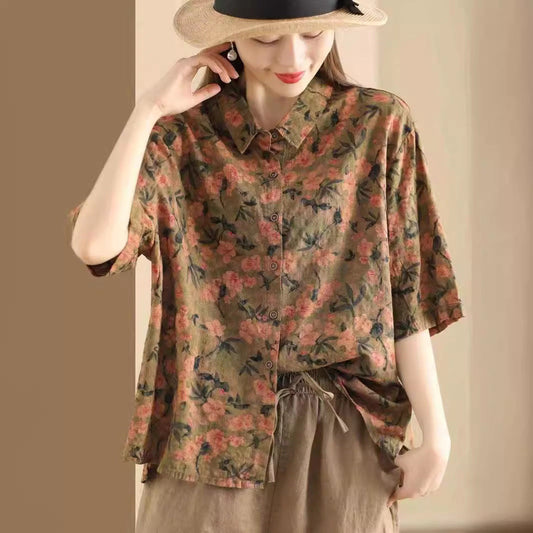 Women's Retro Fried Color Printed Shirt Top