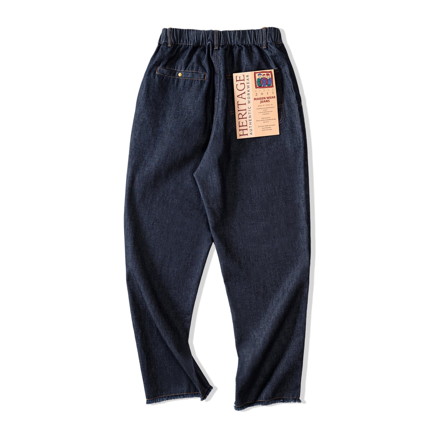 American Casual Jeans Washed Double Pleated Loose Burrs Men's Straight-leg Trousers