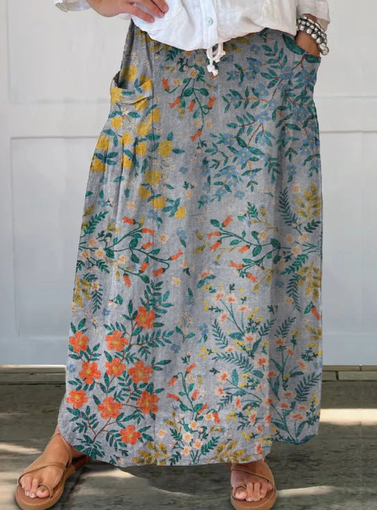 Women's Vintage Printed Classical Floral Skirt