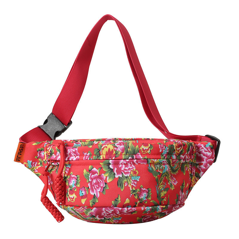 Women's Big Flower Western Style All-matching Waist Bag
