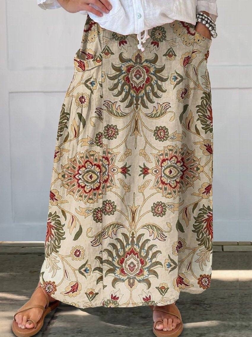 Women's Vintage Printed Classical Floral Skirt