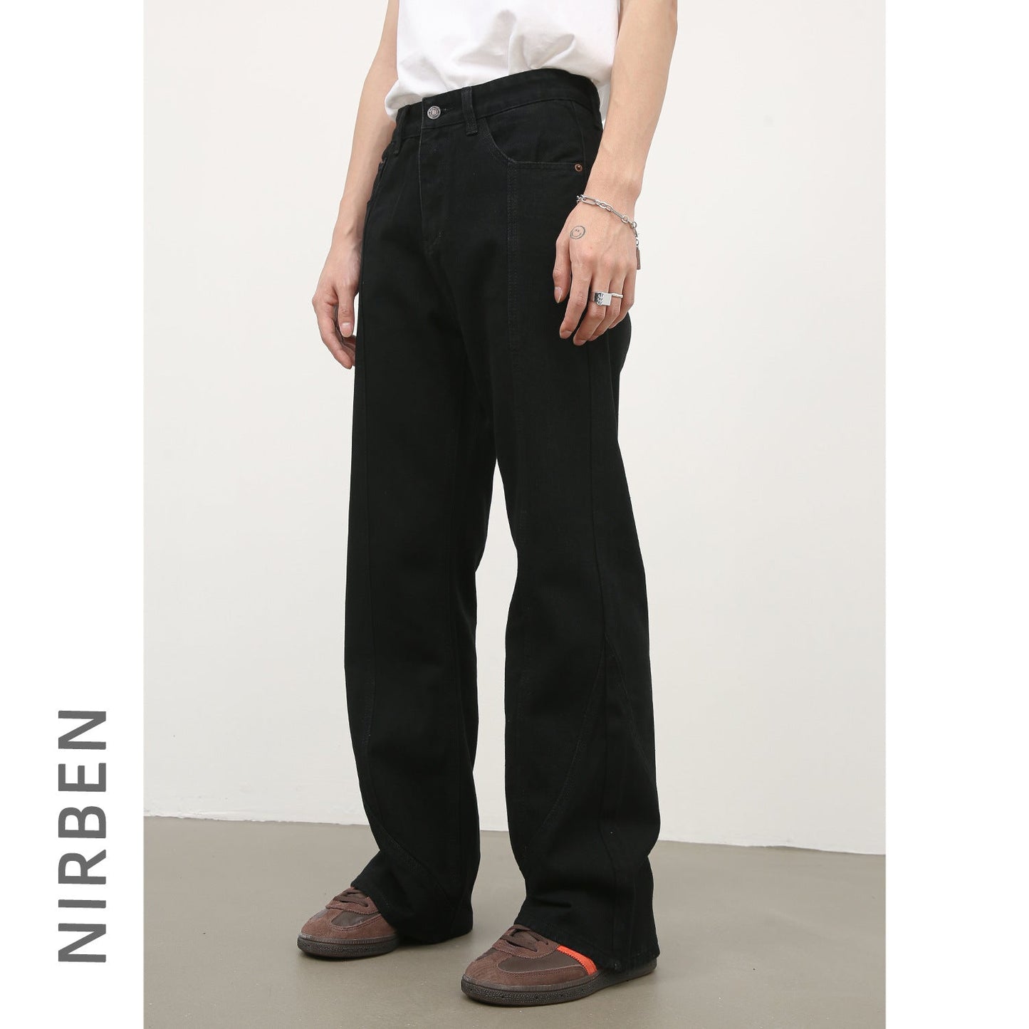 Black Weila Jeans Men's Loose Straight American Style