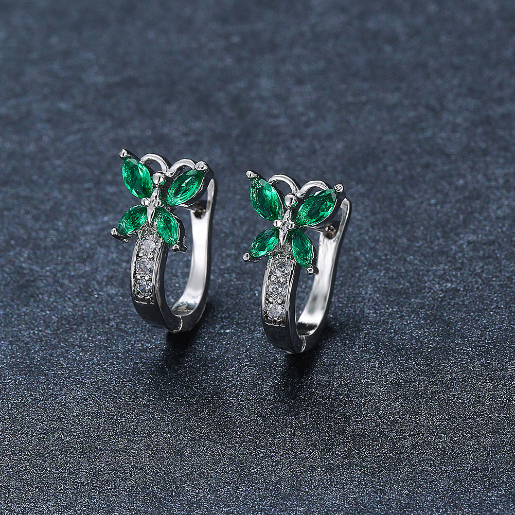 Crystal Bow Zircon White Gold Plated Simple Personalized All-match