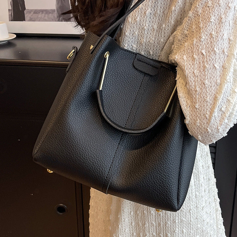 Women's Large-capacity Crossbody Autumn All-matching Korean-style Textured Portable Bucket Bag