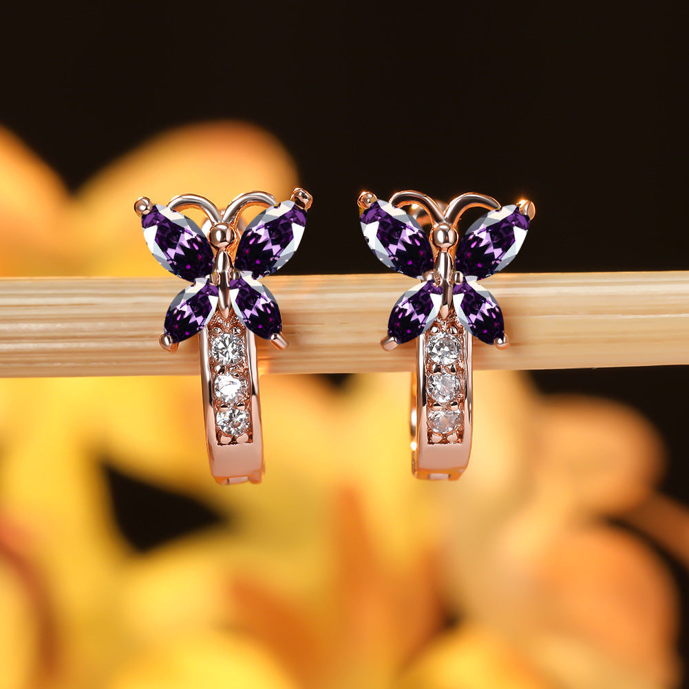 Crystal Bow Zircon White Gold Plated Simple Personalized All-match