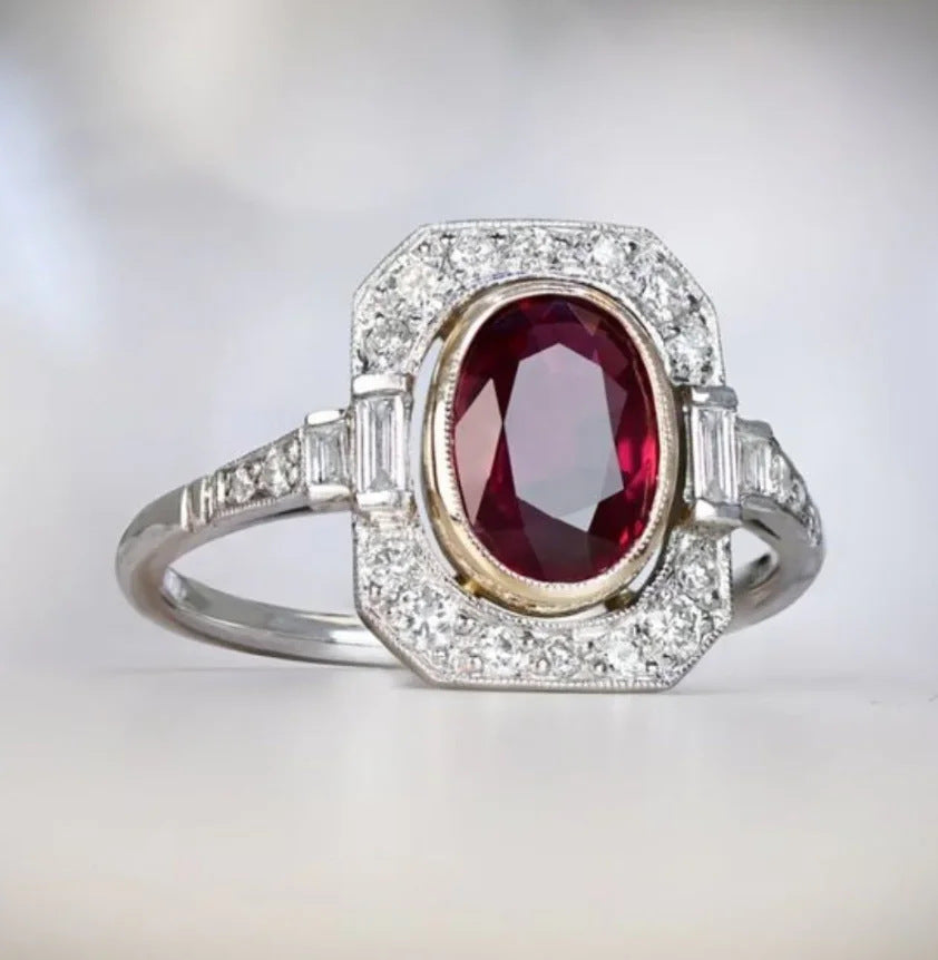 Vintage Ruby Electroplated Women's Ring