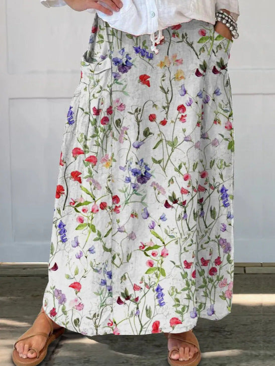Women's Vintage Printed Classical Floral Skirt