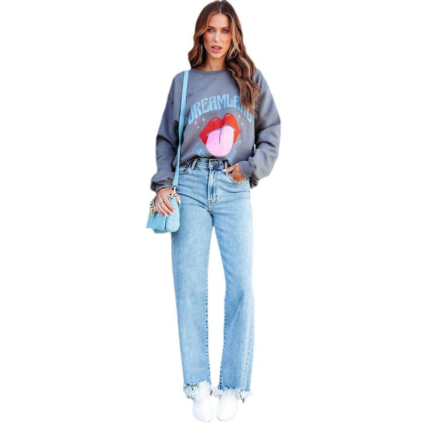 Women's Fashion Simple Tassel Straight-leg Trousers