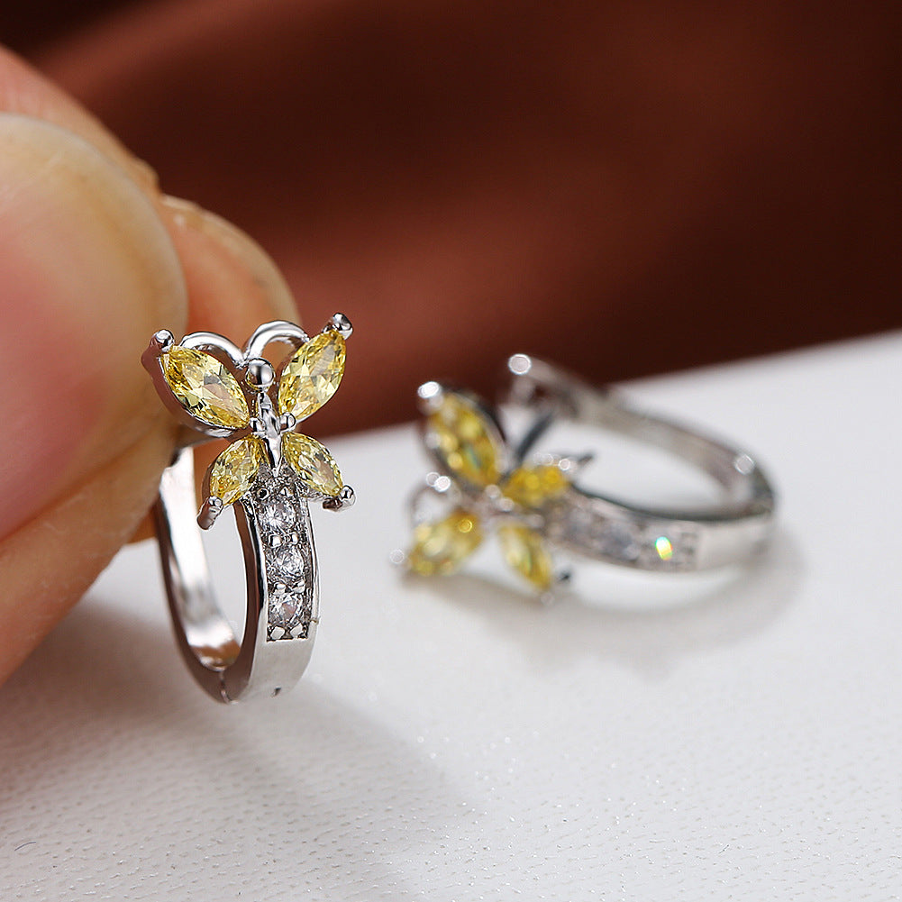 Crystal Bow Zircon White Gold Plated Simple Personalized All-match