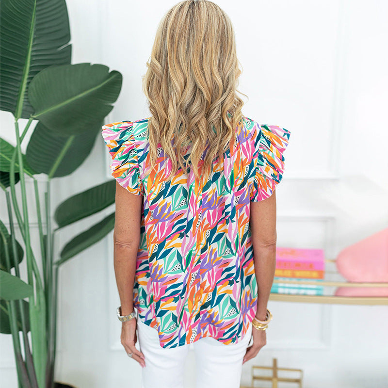 Women's Early Spring New Floral Print Chiffon Shirt