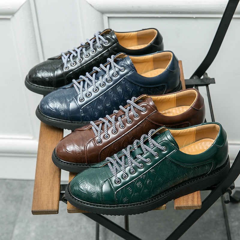 Men's Casual Leather Shoes Lace-up Flat Bottom Daily