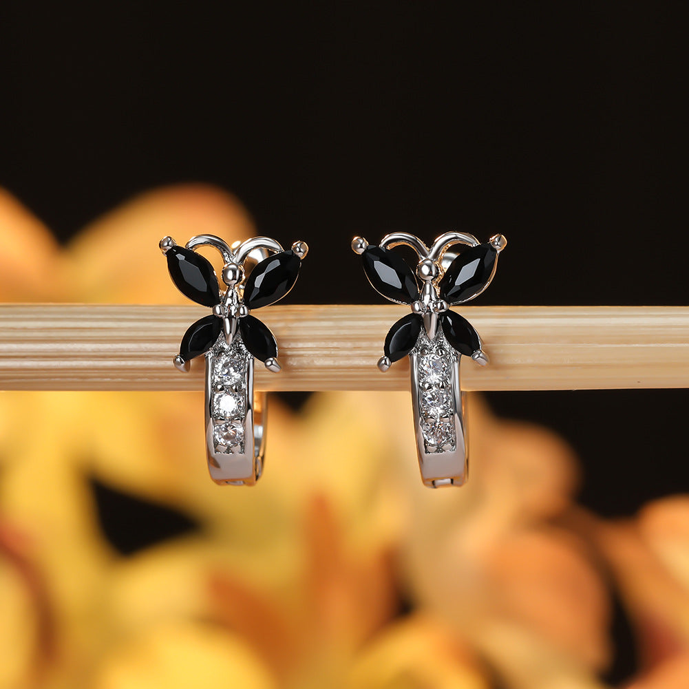 Crystal Bow Zircon White Gold Plated Simple Personalized All-match