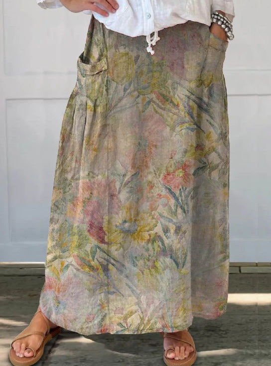 Women's Vintage Printed Classical Floral Skirt