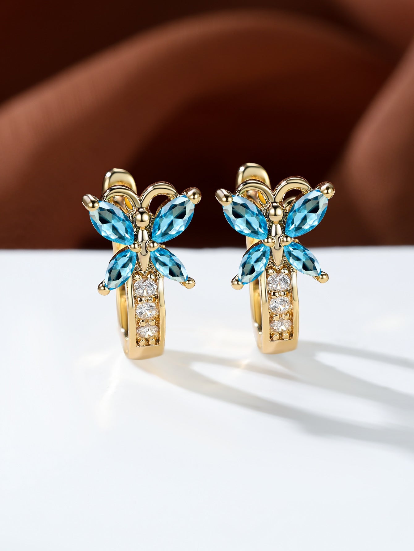 Crystal Bow Zircon White Gold Plated Simple Personalized All-match