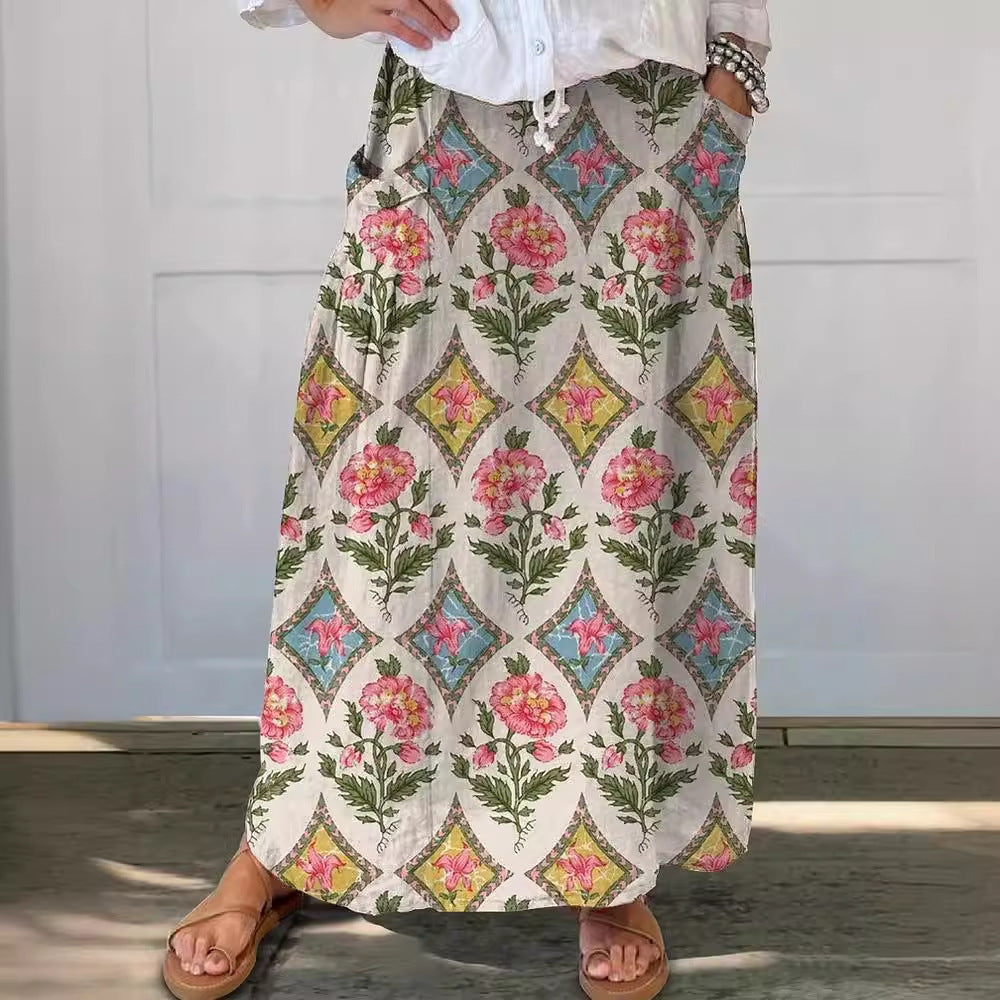 Women's Vintage Printed Classical Floral Skirt