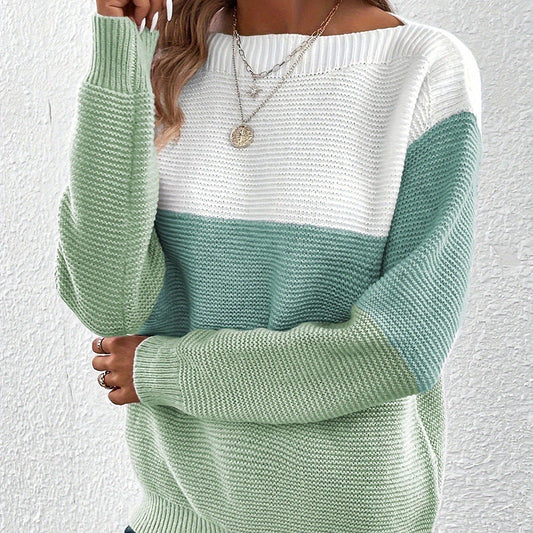 Autumn And Winter Knitted Sweater Women's Round Neck Long Sleeve Pullover Top