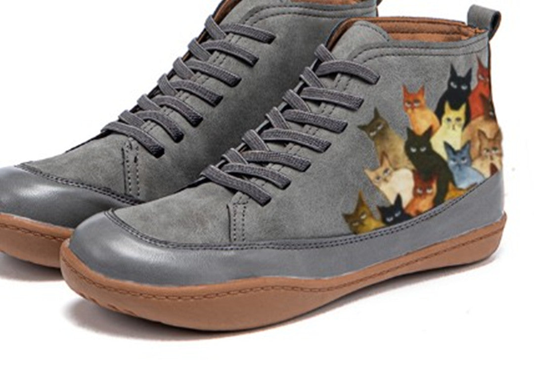 Plus Size Round Toe Low Tube Front Lace-up Flat Versatile Women's Shoes