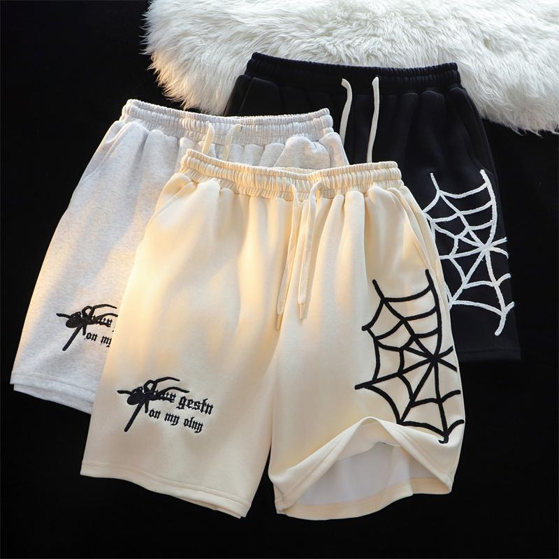 Embroidered Spider Shorts Men Couple