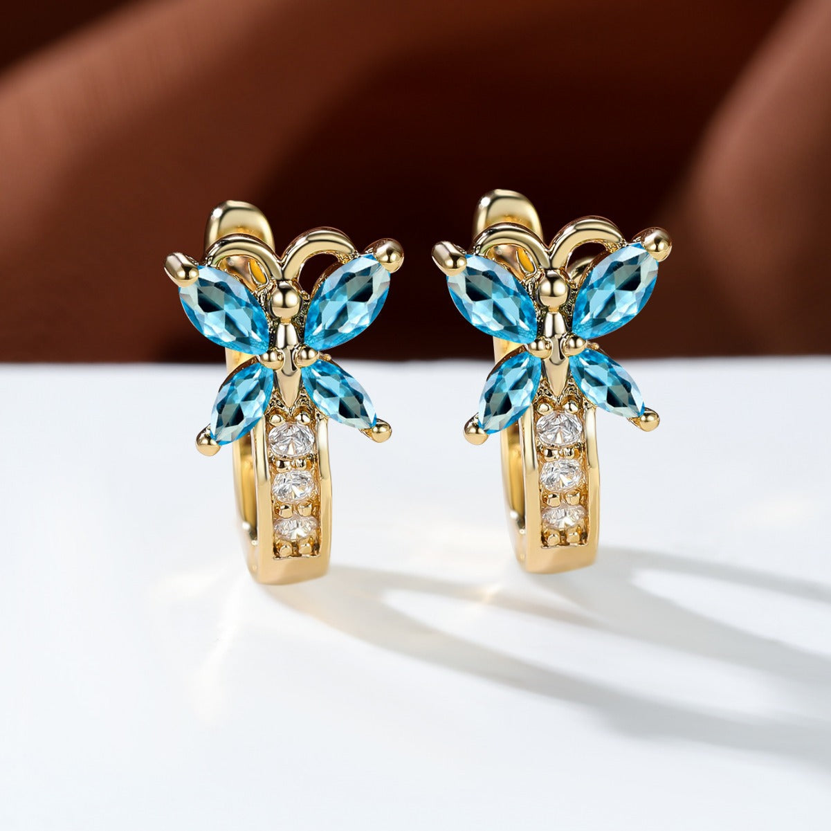 Crystal Bow Zircon White Gold Plated Simple Personalized All-match