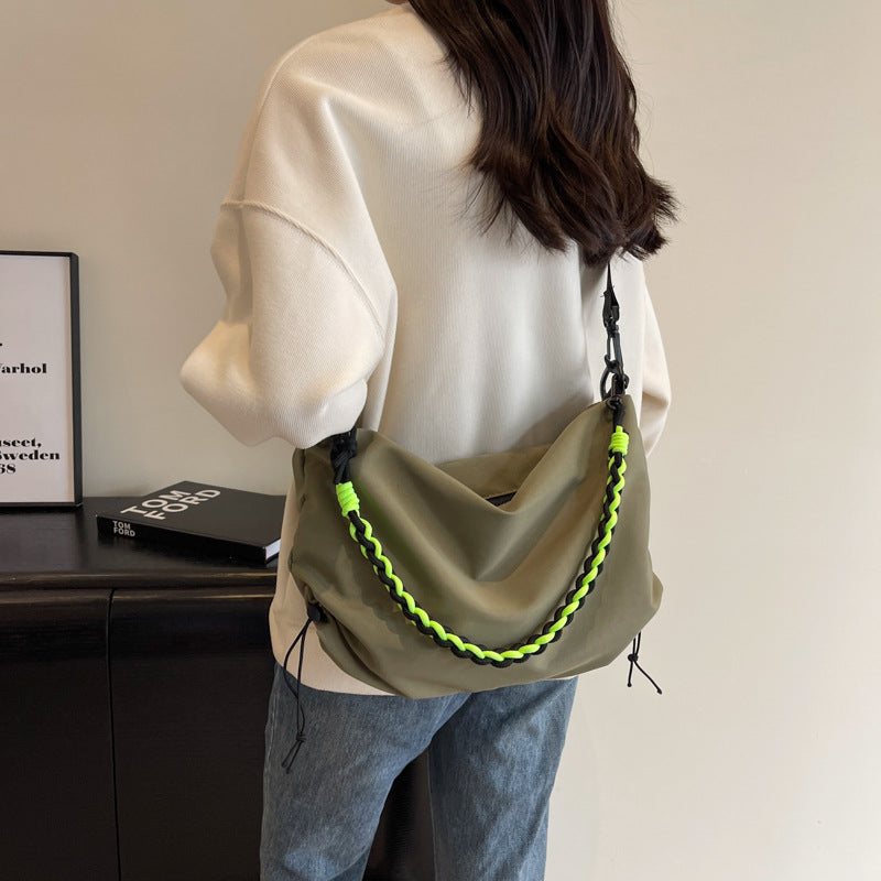 Orange Crossbody Bag Nylon Large Capacity Student Schoolbag