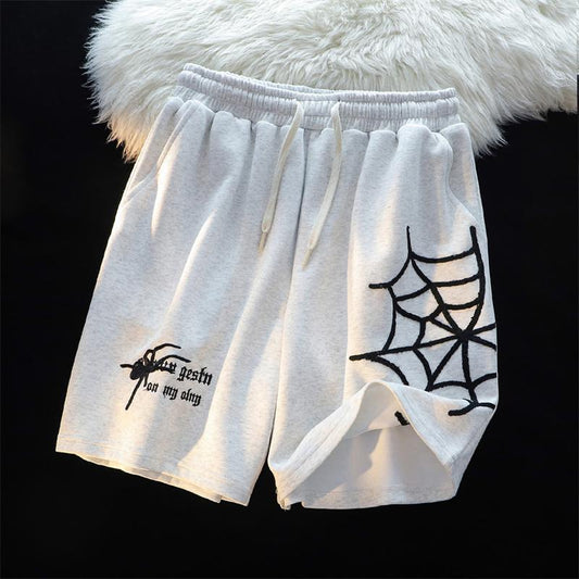 Embroidered Spider Shorts Men Couple