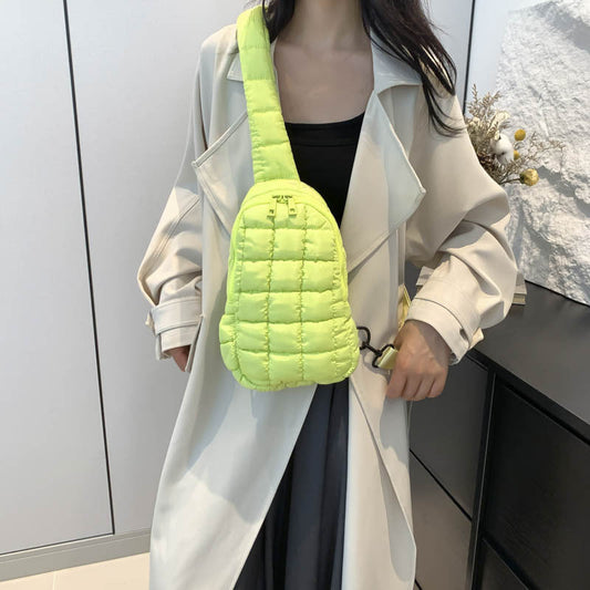 Cloud Chest Bag Female Pleated Down Diamond Crossbody Bag
