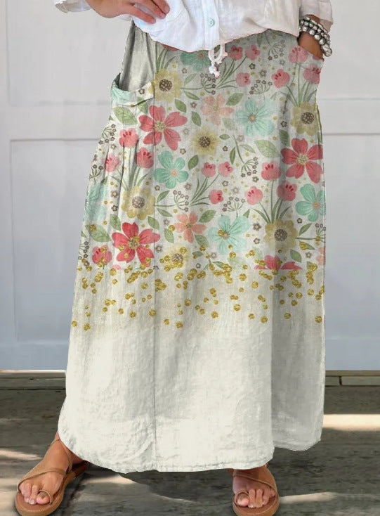 Women's Vintage Printed Classical Floral Skirt