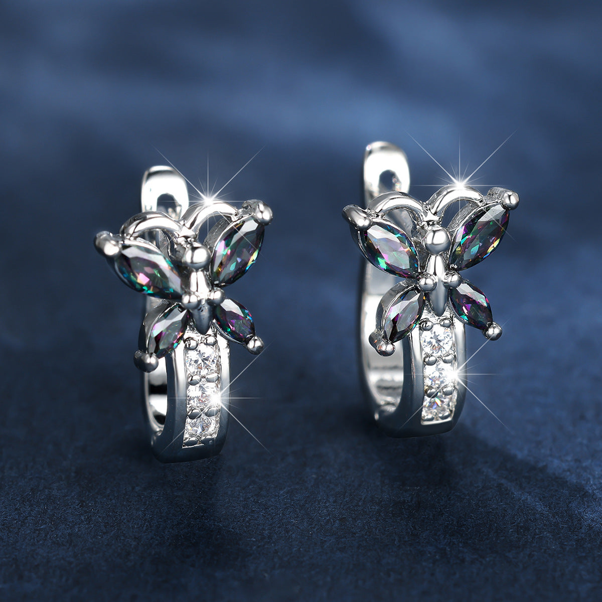 Crystal Bow Zircon White Gold Plated Simple Personalized All-match