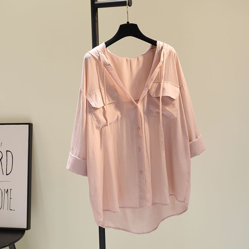 Women's White Hooded Casual Shirt