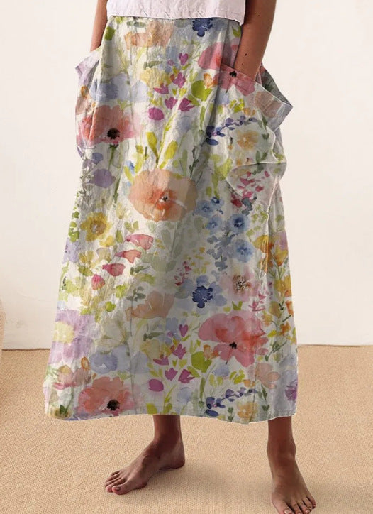 Women's Vintage Printed Classical Floral Skirt