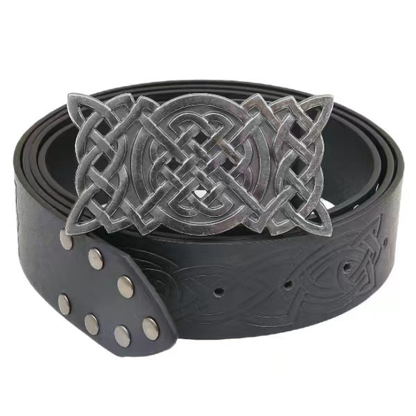 Viking Style Skateboard Buckle Embossed Rivet Belt