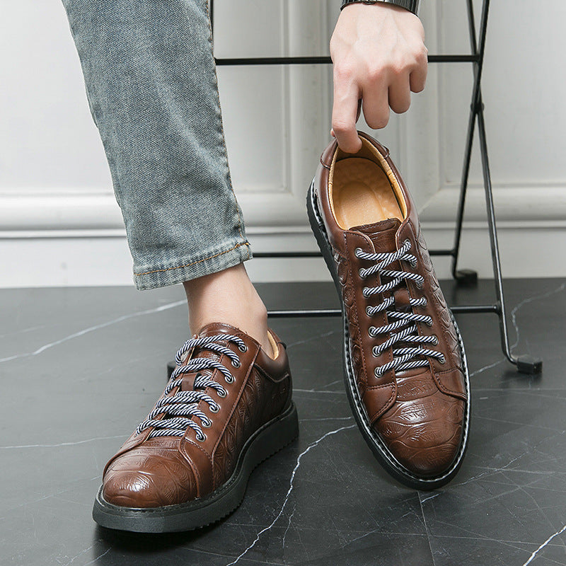 Men's Casual Leather Shoes Lace-up Flat Bottom Daily