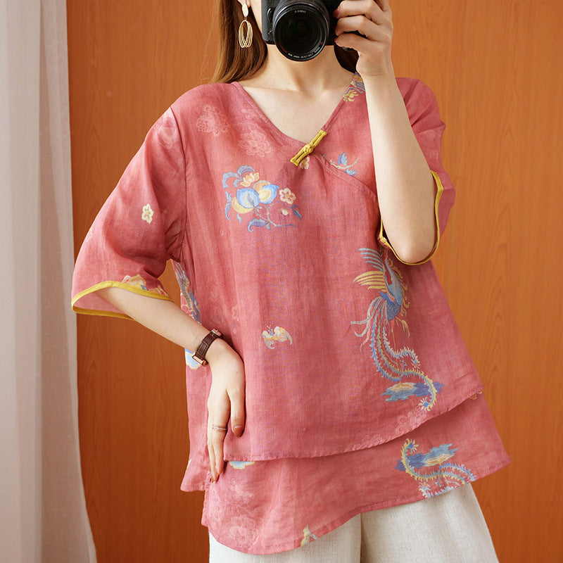 Chinese Style Retro Anti-aging Temperament Shirt Women's Summer Loose