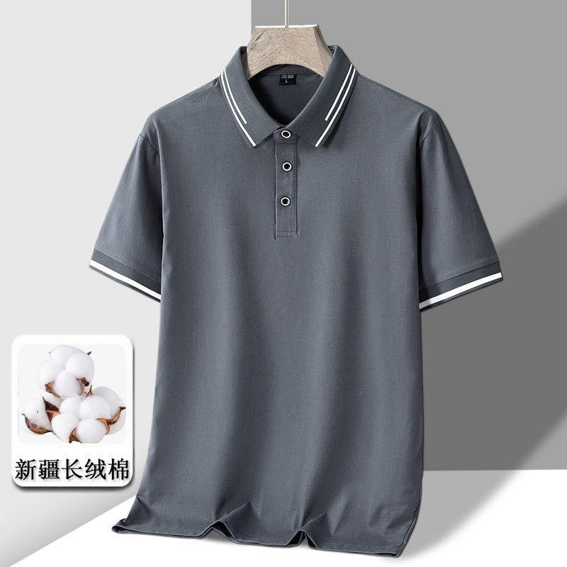 Men's Short-sleeved T-shirt Full Cotton Thin Section Business Lapel