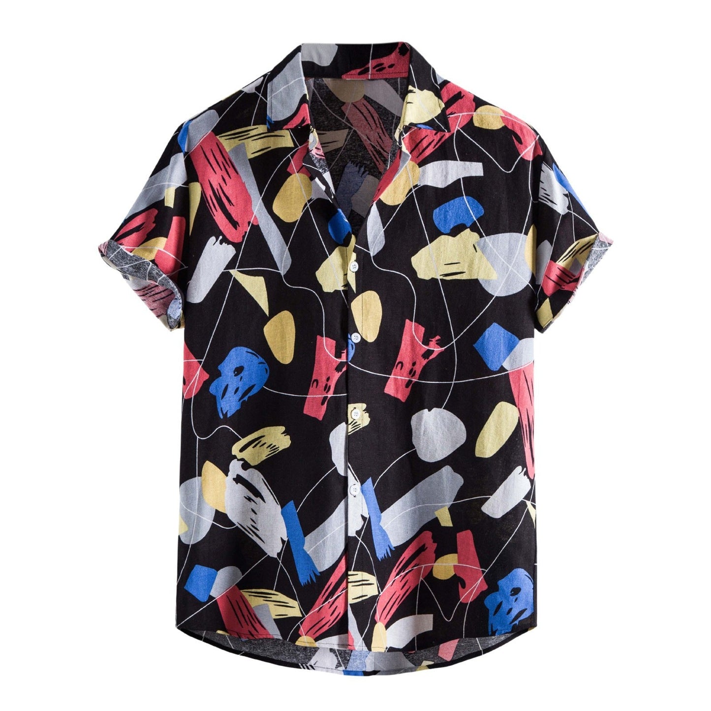 Summer New Plus Size Men's Casual Fashion Digital Printing Short Sleeve Shirt