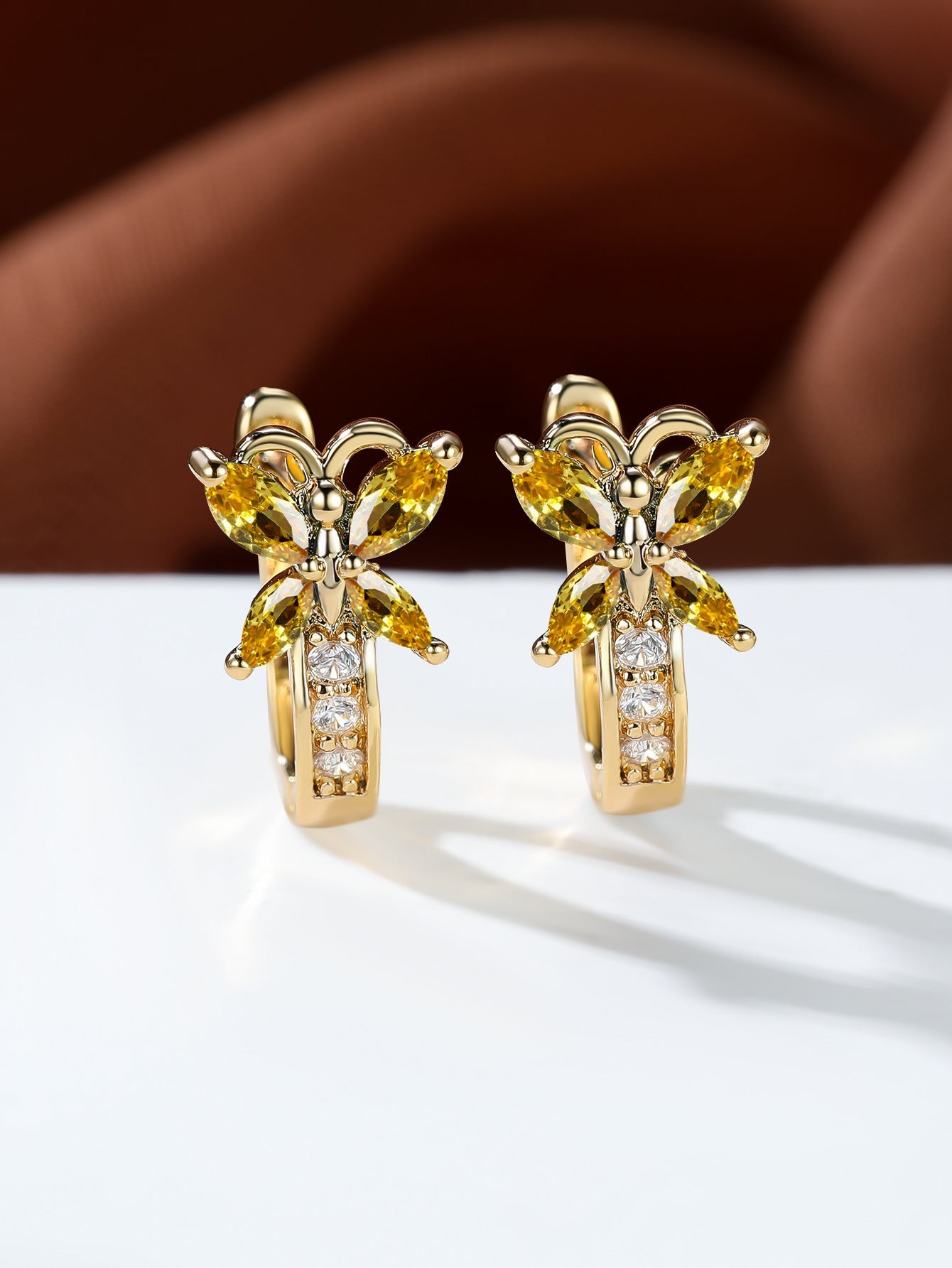 Crystal Bow Zircon White Gold Plated Simple Personalized All-match