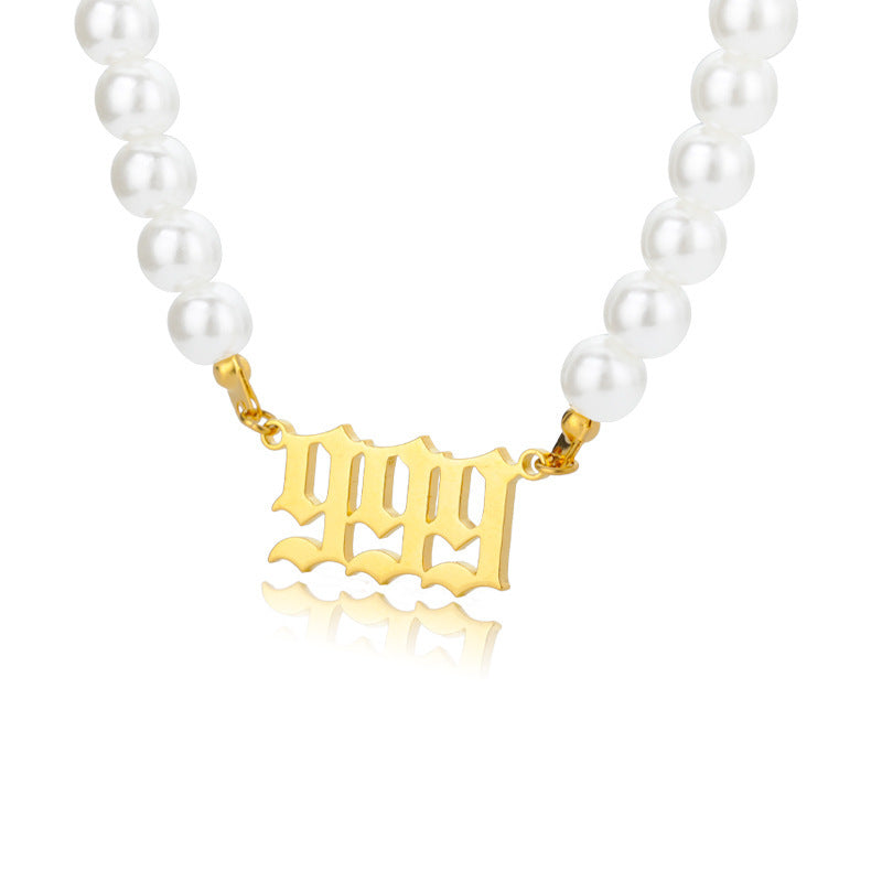 Affordable Luxury Stainless Steel Digital Pendant Necklace Simple