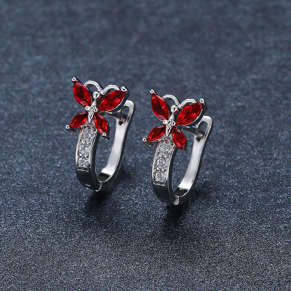 Crystal Bow Zircon White Gold Plated Simple Personalized All-match